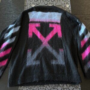 OFF-WHITE BLACK BRUSHED KNIT MOHAIR BLUE PINK GRADIENT SWEATER OVERSIZED SMALL